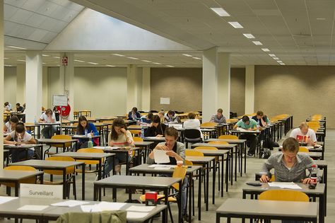 Students seated for a semester-end examination in an exam hall